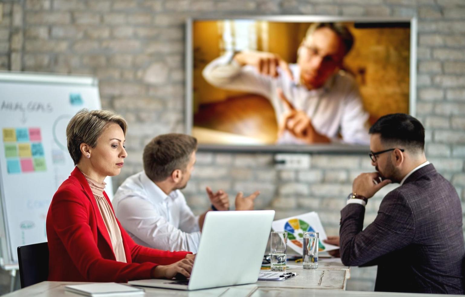 Professional team collaboration workspace showing modern office environment